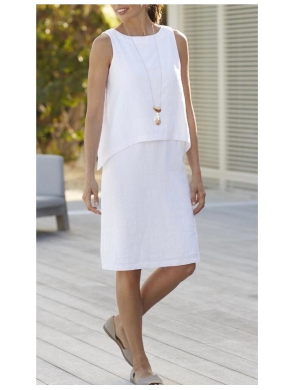 J. Jill White Linen Layered Dress